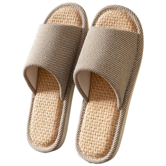 Wensltd Women Flat House Slippers Open Toe Indoor Spring Solid Color Soft Sole Slippers
