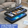 thumbnail image 5 of ChVans 47.3" Large Lift Top Coffee Table with Charging Station & LED Lights, Black High Glossy LED Coffee Table with Hidden Compartment Storage, Modern Living Room Tables with Marbling Print, 5 of 9