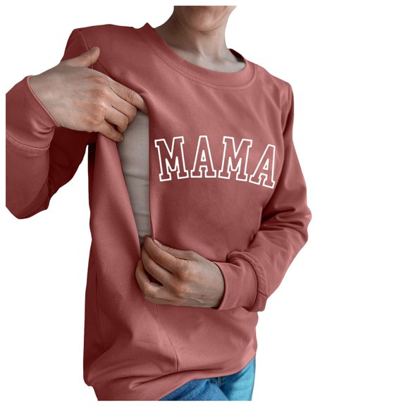 Xiulive Women Casual Maternity Nursing Sweatshirt Comfort Friendly Zip Breastfeeding Pullover Tops Mama'S Boobery Sweater Soft fashion