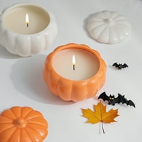 Thanksgiving Halloween Party Candlestick Pumpkin Candle Holder Tealight & Votive Candle Holders Pumpkins Jar With Cover Ceramic Pumpkins Shapes Portable Candy Jar Snack Tank Can Candy Bowl
