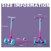 XJD 3 Wheel Kick Scooter for Kids 2-5 Years Max Weight 20KG/44LB, Toddler Scooter with Adjustable Height Light up LED Wheels, Best Gift for Boys Girls Outdoor Activities, Purple