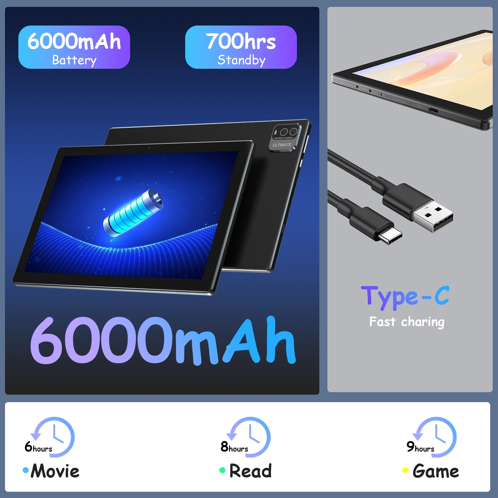 2024 Newest Tablet with Keyboard, 10 Inch 2 in 1 4GB RAM+128GB ROM+1TB Android Tablets PC, 1.8Ghz Quad-Core Processor, 1280*800 IPS HD Tablet, 8MP Dual Camera, 6000mAh Battery with Case Mouse Stylus