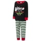 thumbnail image 3 of Pijamas navideños familiares a juego, camiseta de manga larga con estampado de letras y pantalones a rayas. Ropa de dormir para estar en casa., 3 of 9