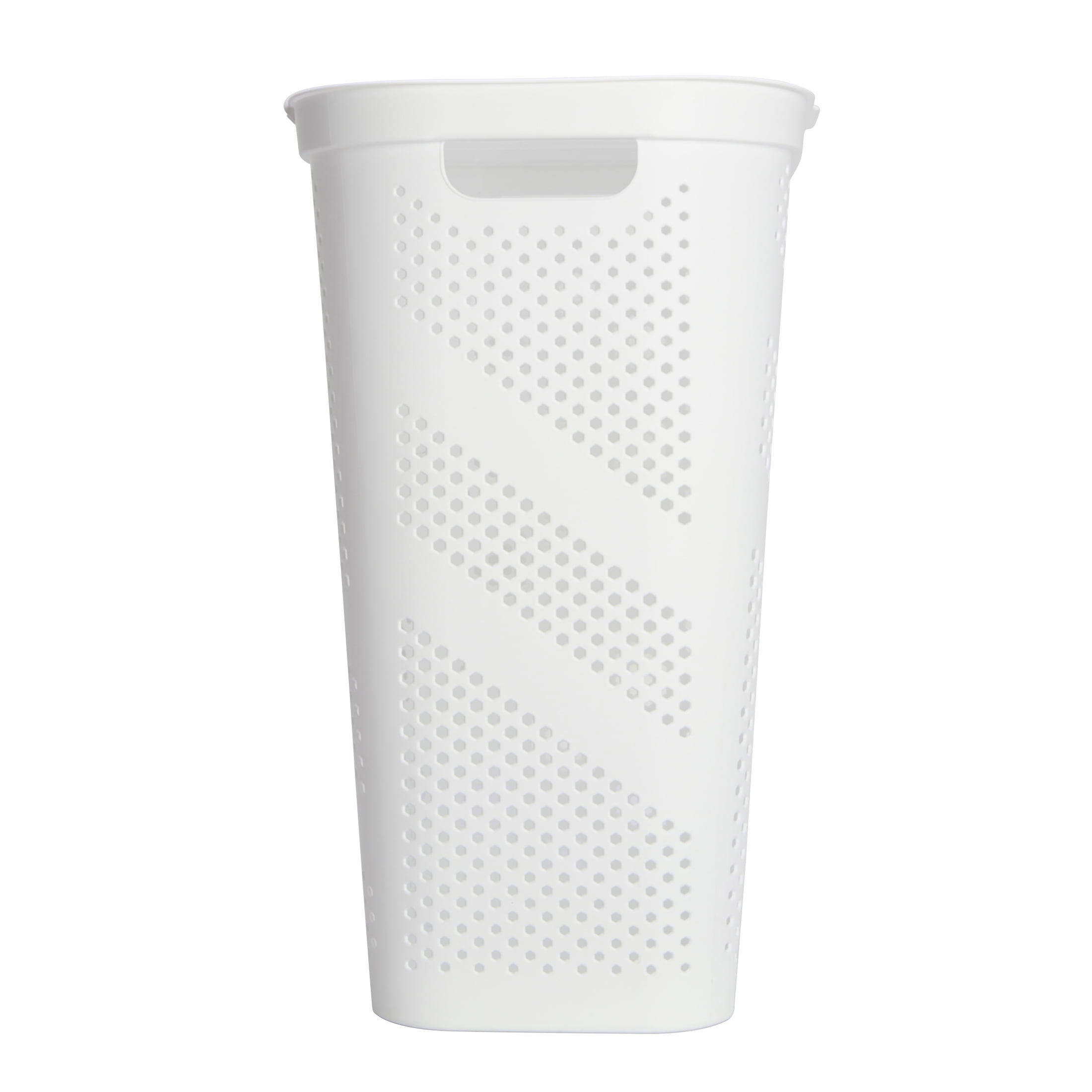 Mainstays 24" Plastic Hinged-Lid Rectangle Laundry Hamper, White, Adult
