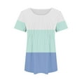 thumbnail image 3 of ZyeKqe Womens Tunic Tops Casual Summer Crew Neck Short Sleeve Tshirts Color Block Loose Fitted Blouses, 3 of 5