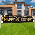 thumbnail image 2 of CIVG Large Black Gold Happy Birthday Banner Birthday Party Black Gold Background Decoration Patio Party Signs Birthday Party Supplies for Outdoor Decorations Birthday Party Decorations, 2 of 11