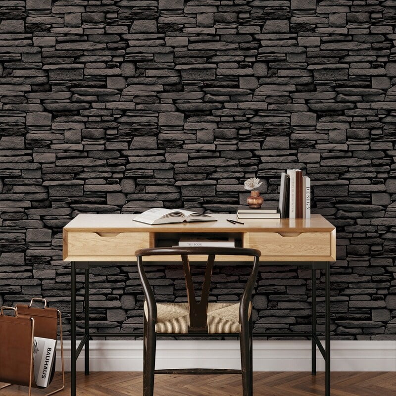 Tempaper Stone Slate Peel and Stick Wallpaper, 20.5" x 16.5'