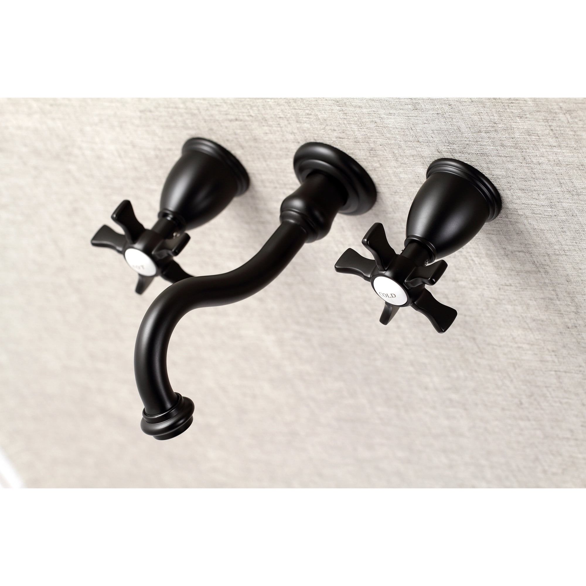 Kingston Brass KS3120NX Hamilton Double-Handle 3-Hole Wall Mount Bathroom Faucet in Matte Black