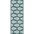 thumbnail image 2 of Unique Loom Outdoor Coastal Collection Area Rug - Pesci (2' x 5' 3" Runner Turquoise/Ivory), 2 of 6