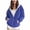 Blue, variant on Women Cropped Zip Up Hoodie Solid Color Zipper Short Crop Sweatshirt Jacket Sweater Oversized Outwear Coats with Pockets Khaki,Size L