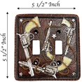 thumbnail image 2 of Urbalabs Western Six Shooter Rope Cowboy Silver Star Decorative Light Switch Outlet Wall Plate Covers Country Home Rustic Light Switch Covers Single Double 2 Gang Switch Plates (Double Switch), 2 of 7