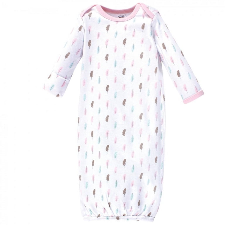 Luvable Friends Baby Girl Cotton Long-Sleeve Gowns, 3-Pack photo 2