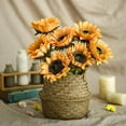 thumbnail image 6 of MAMOWEAR 6Pcs Artificial Flowers Bouquet Real Touch Long Stems Faux Silk Sunflowers Floral for Wedding Party Centerpieces Home Indoor Decor(Yellow), 6 of 7