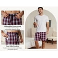 thumbnail image 6 of MoFiz Men's 3-Pack Woven Pajama Shorts 100% Cotton Plaid Sleep Lounge, 6 of 9