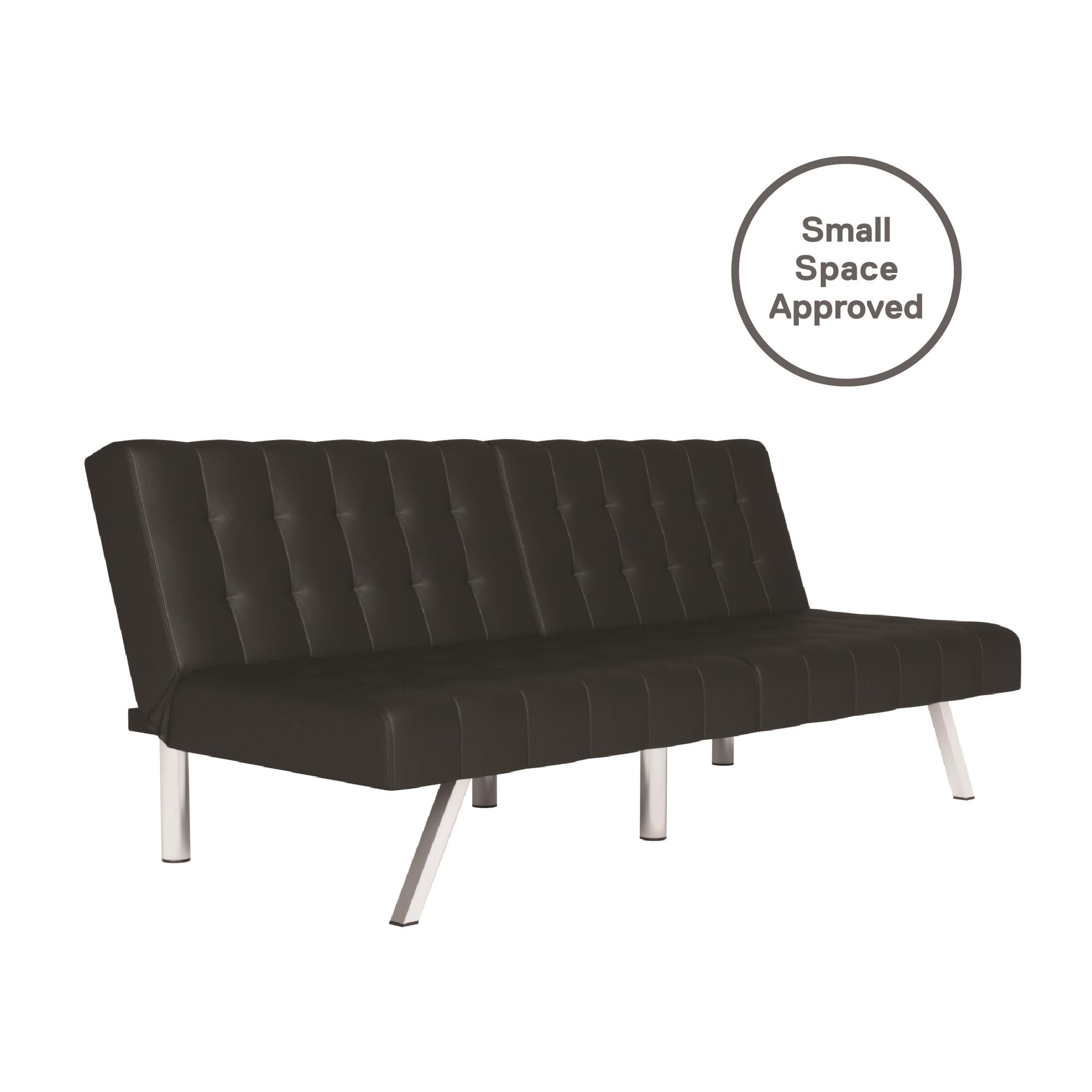 Mainstays Morgan Futon Black Faux Leather Walmart