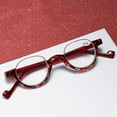 thumbnail image 5 of Red Floral Reversal Half Rimless Reading Glasses 1.5, Fashion Round Presbyopia Glasses for Men and Women, HD Half Moon Spring Hinge Readers +1.50, 5 of 6