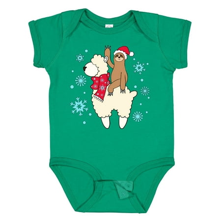 

Inktastic Christmas Cute Sloth and Llama Gift Baby Boy or Baby Girl Bodysuit