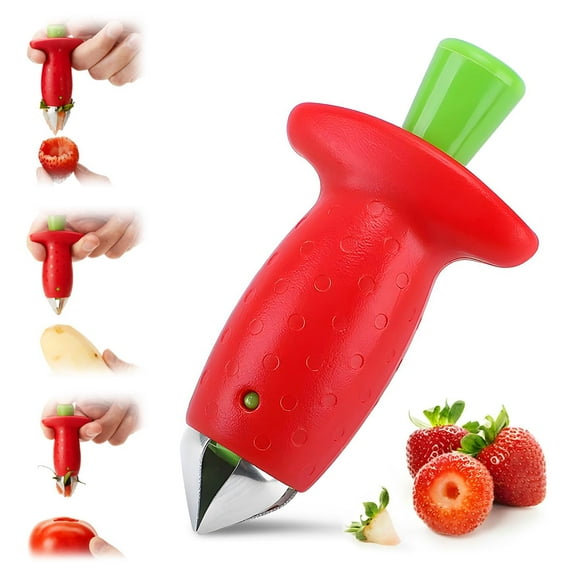 Stainless steel fruit strawberry corer stem remover picker huller tool;kitchen gadgets (1)
