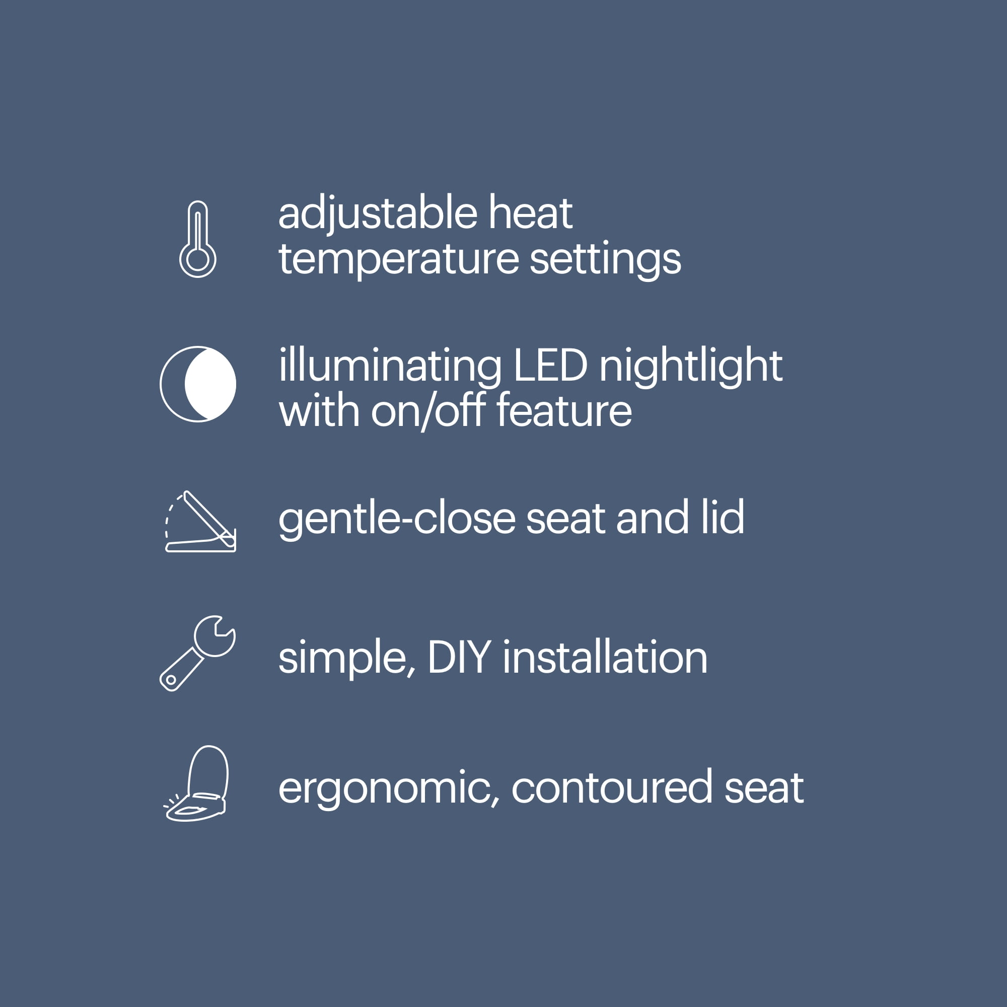 Brondell LumaWarm Heated Nightlight Toilet Seat - Elongated, White