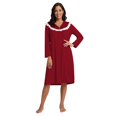 thumbnail image 4 of Women Soft Long Sleeve Nightgowns Lace Trim Pajamas Dress House Dresses, 4 of 7