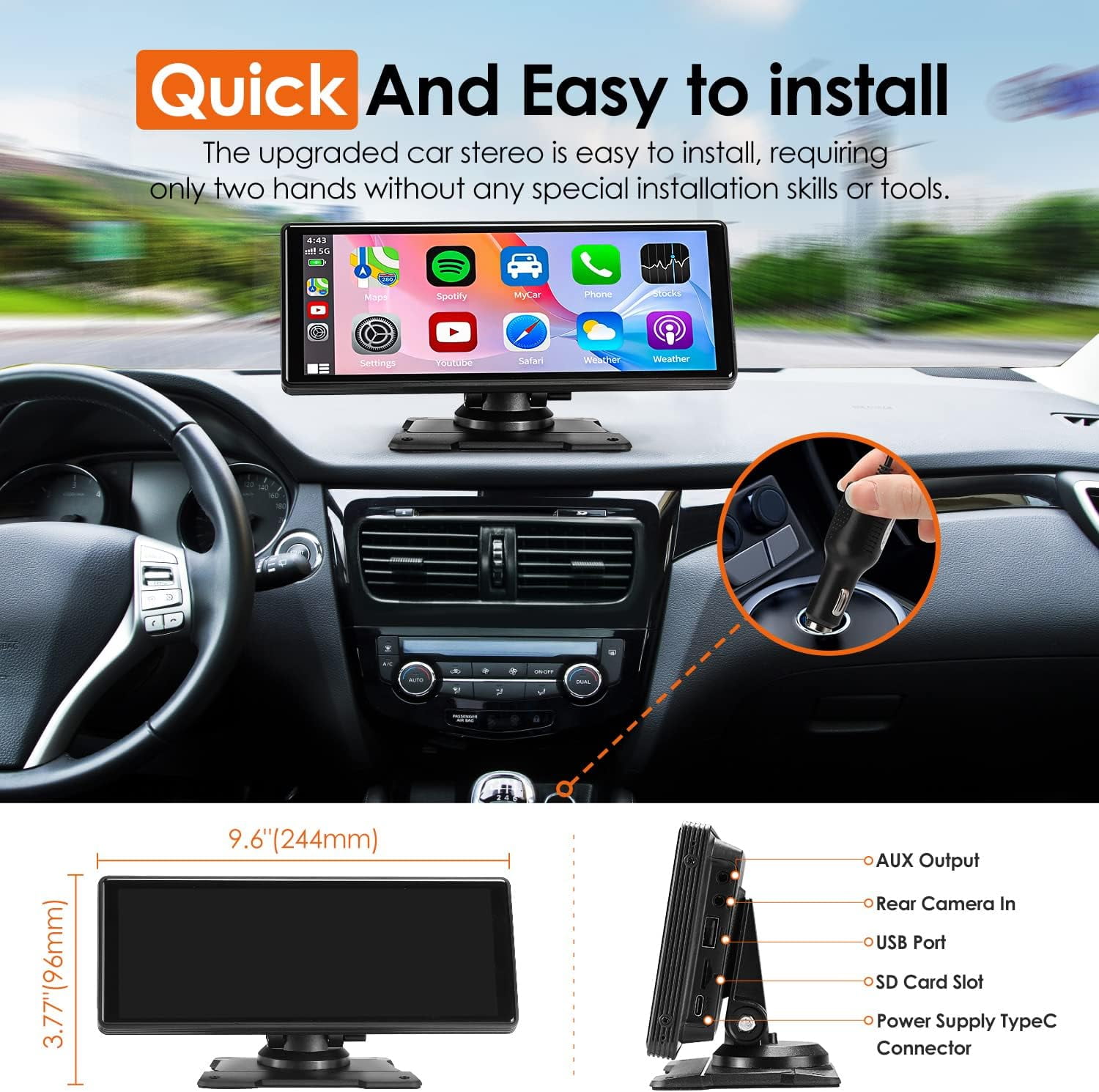 Dash mount apple carplay discount