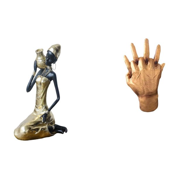 Estatua De Dama Tribal Africana, Decoración De Mesa, Artesanía Hecha A Mano, Pieza De Arte Coleccionable, Adorno De Resina, Figuras De Mano De Alma Gemela, Escultura De Mano De Amantes,