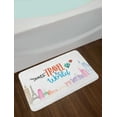 thumbnail image 2 of Quote Bath Mat, Travel The World Lettering with Around World Landmarks Balloons Work of Art Image, Non-Slip Plush Mat Bathroom Kitchen Laundry Room Decor, 29.5 X 17.5 Inches, Multicolor, Ambesonne, 2 of 2