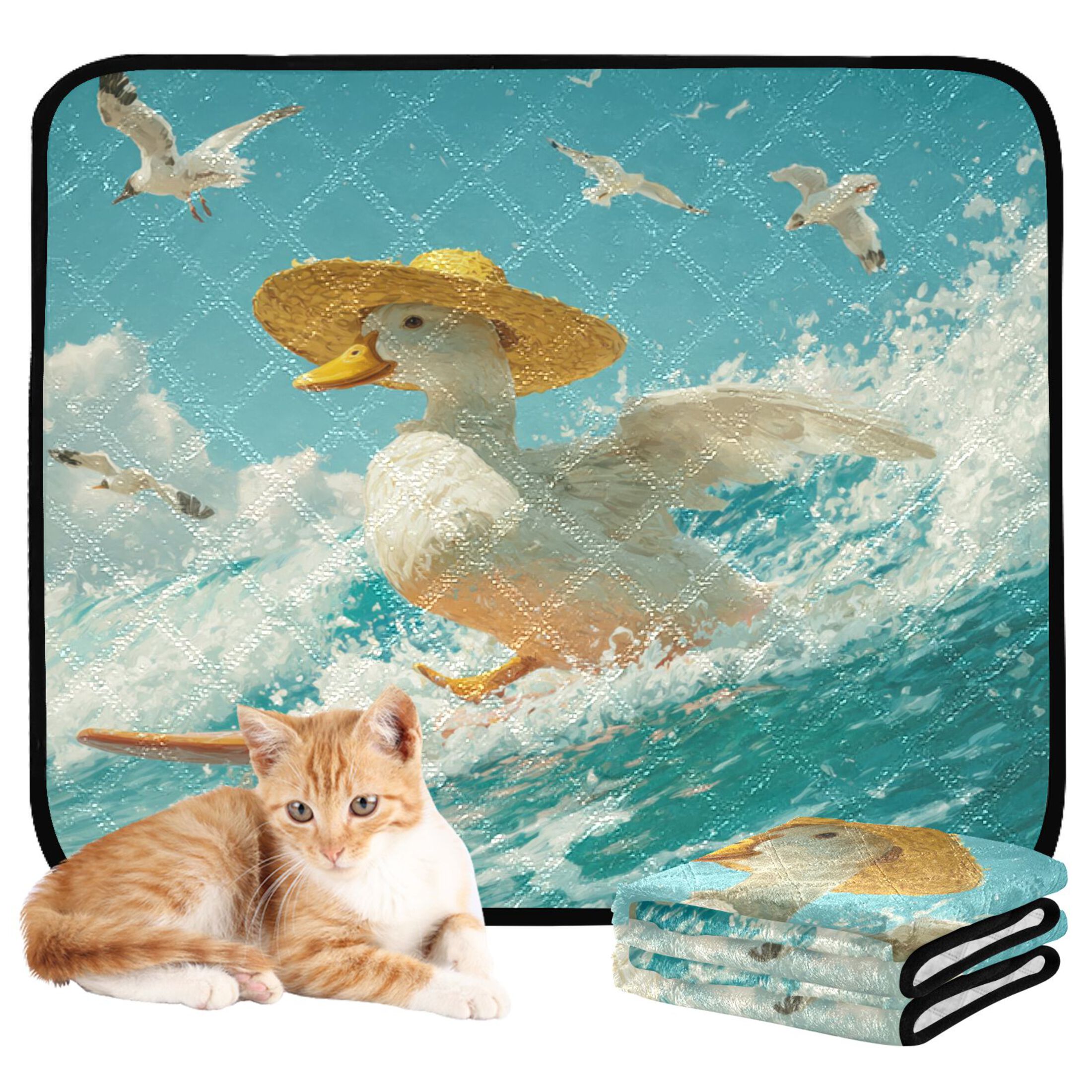 Qxltty White Duck Cat litter Pads Pet Set of 2 Diaper Mats Center Anti-leakage Layer Absorbent Soft and Comfortable