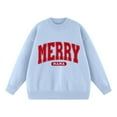 thumbnail image 5 of Fiaer Merry Womens Sweater Christmas Oversized Crew Neck Knitted Pullover Long Sleeve Loose Fit Trendy Warm Casual Xmas Tops Light Blue L, 5 of 5