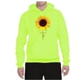 thumbnail image 2 of Sunflower Christian Faith Cross Inspirational/Christian Unisex Graphic Hoodie Sweatshirt, Safety Green, Large, 2 of 3