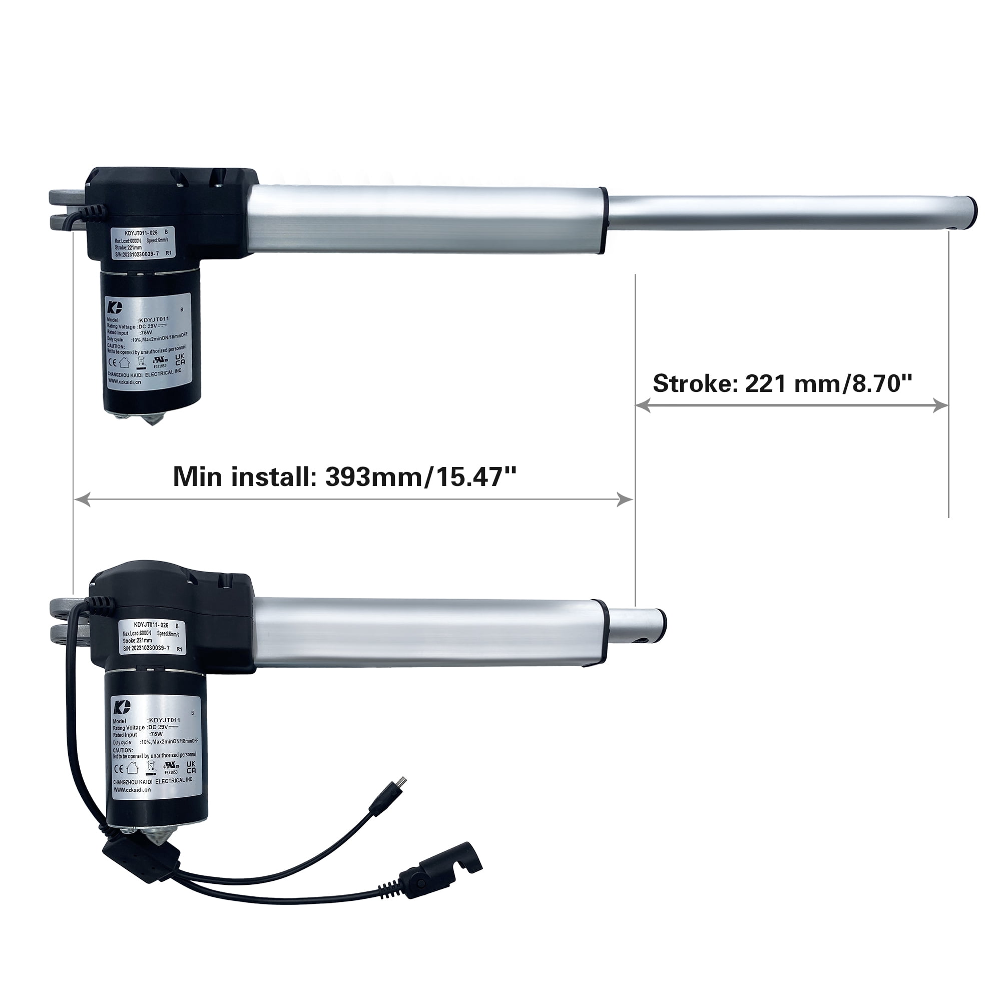 Kaidi Linear Actuator Model KDYJT011B-026 Power Recliner Lift Chairs Motor Replacement