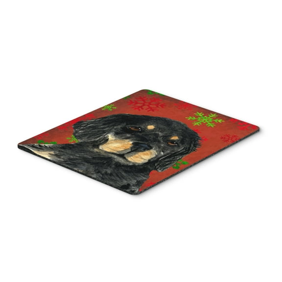 "Gordon Setter Red Green Snowflakes Christmas Mouse Pad Hot Pad or Trivet"