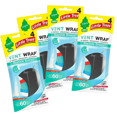 Little Trees Vent Wrap Air Freshener  Bayside Breeze  4 Packs of 4