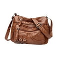 thumbnail image 4 of Bolso bandolera para mujer, tipo cartera, con cremallera, para viaje Marrón, 4 of 9