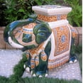 thumbnail image 2 of International Caravan Furniture Piece Large Porcelain Elephant Stool, 2 of 2