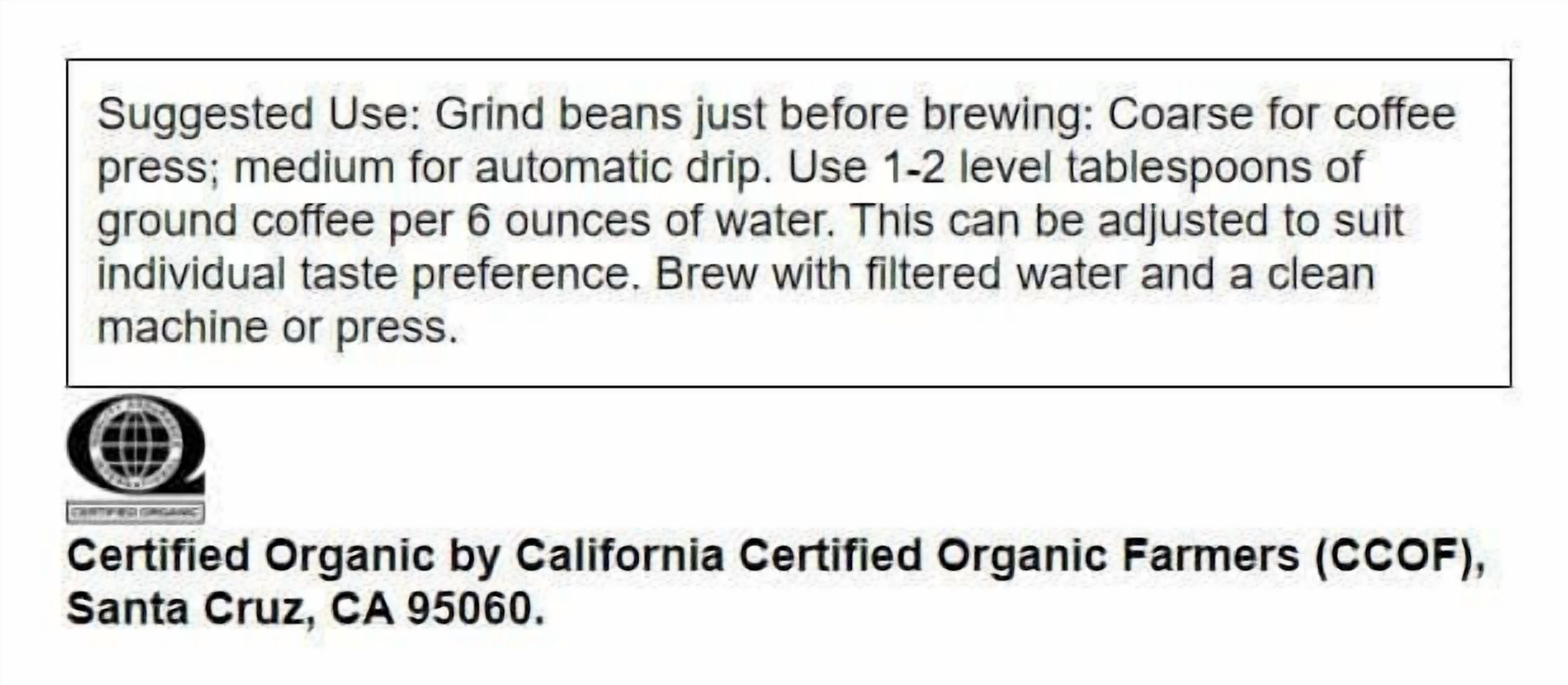 Swanson Organic French Roast Decaf Whole Bean Coffee - Dark Roast 16 oz Package