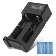 thumbnail image 3 of 4 baterías de 2000 mah con cargador dual de batería de litio 18650 para equipos eléctricos de linterna, 3 of 5