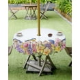 thumbnail image 3 of Spring Floral Outdoor Tablecloth - 54x54 Inch Square Dining Table Cover, Summer Birds Botanical Fence Waterproof Outdoor Table Cloth with Umbrella Hole & Zipper for Picnic/Patio/Party, 3 of 5
