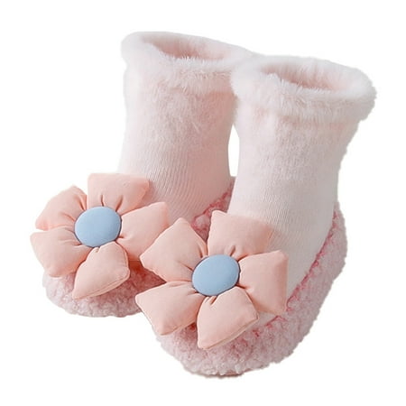 

Winter Children Toddler Boys And Girls Long Tube Sock Shoes Flat Bottomed Non Slip Plush Warm And Comfortable Cute Cartoon