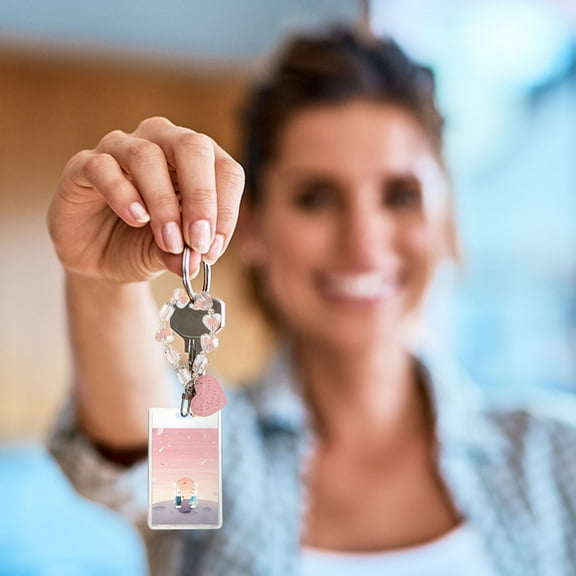 WHAMVOX Acrylic Holder Keychain for Cards Transparent and Durable with Key Chain 2 5 Inch