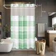 thumbnail image 5 of Green Buffalo Plaid No Hooks Shower Curtain with Snap-in Liner Spring Rustic Shower Curtains for Bathroom, Waterproof, Easy Install, Washable 36"x72", 5 of 9
