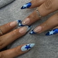 thumbnail image 1 of 24pcs/box Fake French y2k Nails Press On Long Stiletto Almond Shape Wearable False Nails With Stars Designs Full Cover Nail Tips FGS, 1 of 7