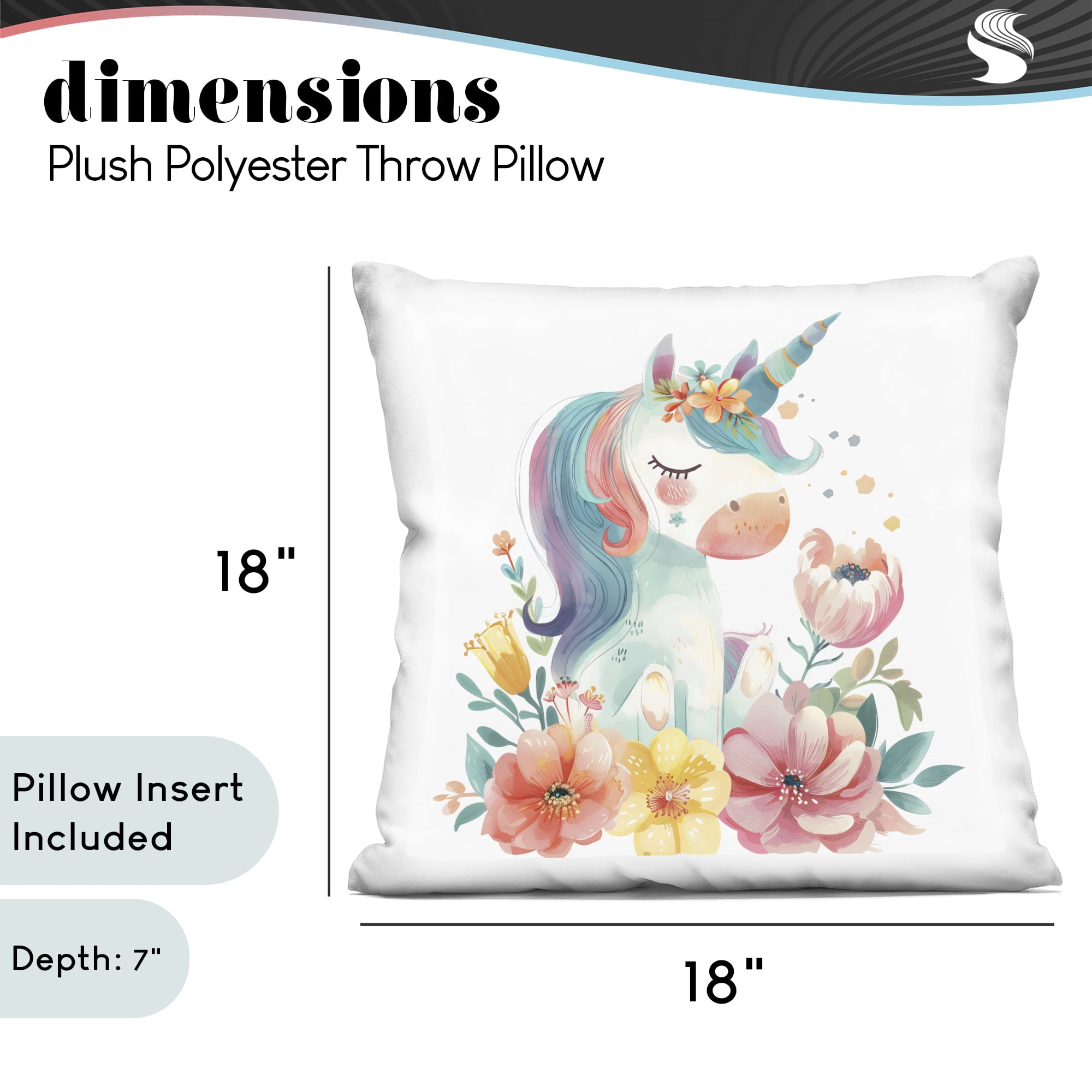 Stupell Industries Whimsical Unicorn with Blossoms Decorative Printed Throw Pillow, design by Creative Studio