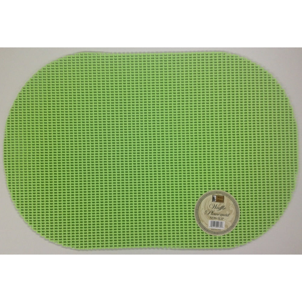 Set of 6 Waffle Weave Placemats Non Slip Oval Place Mats, Lime Green
