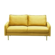 Kingway Furniture Almor Velvet Living Room Sofa in Goldenrod