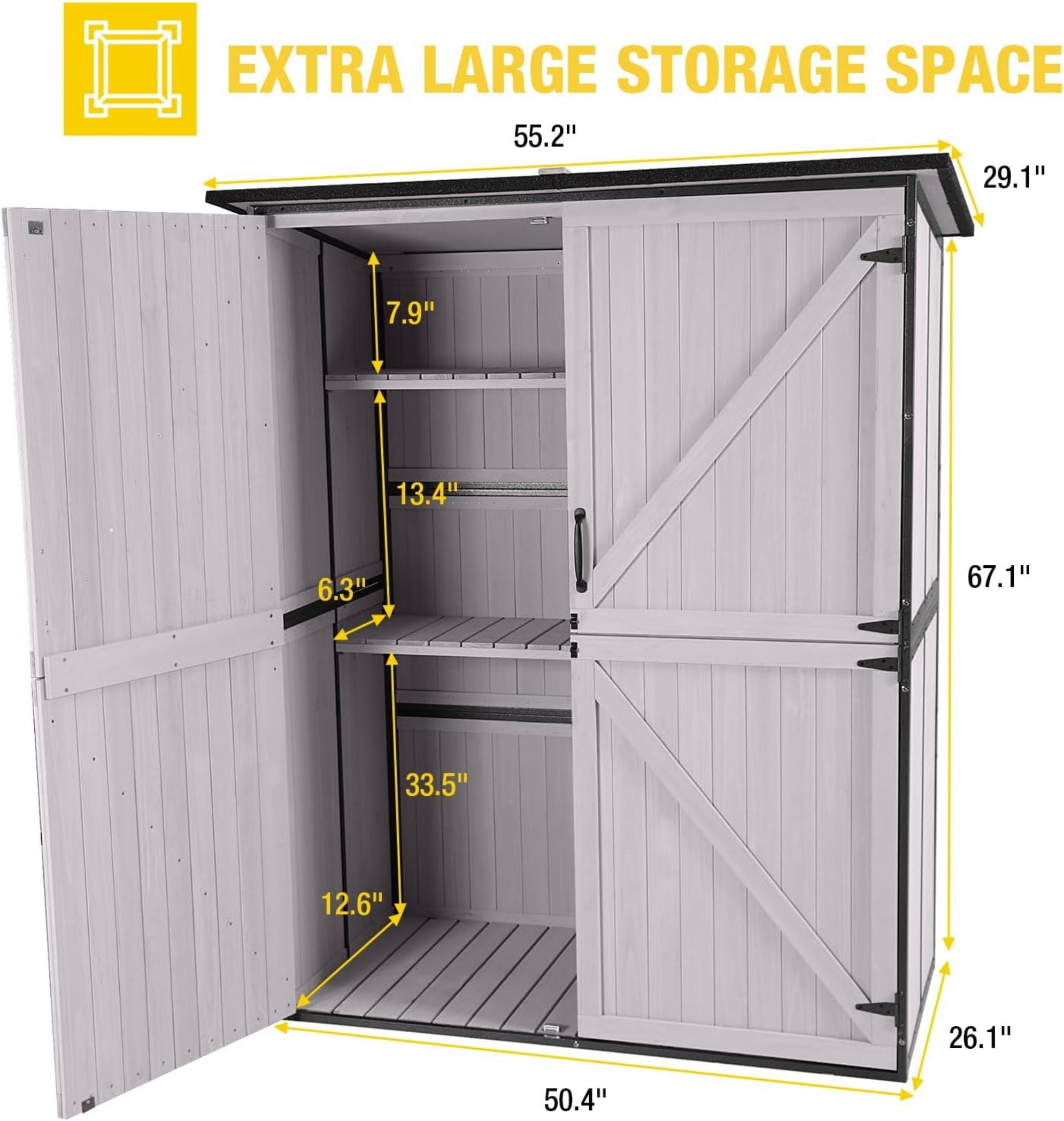 AIVITUVIN Outdoor Storage Shed Metal Frame Tool Garden Shed with Floor and Lockable Door for Patio Backyard Lawn