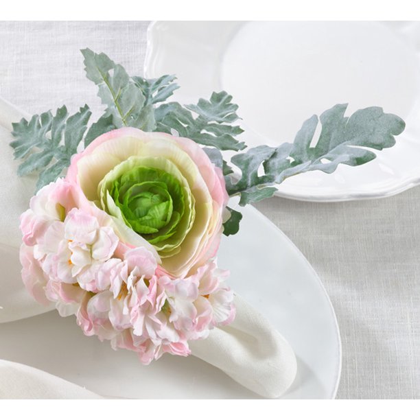 Ranunculus Artificial Flower Napkin Rings Sold Per 4 Pink Walmart Com Walmart Com