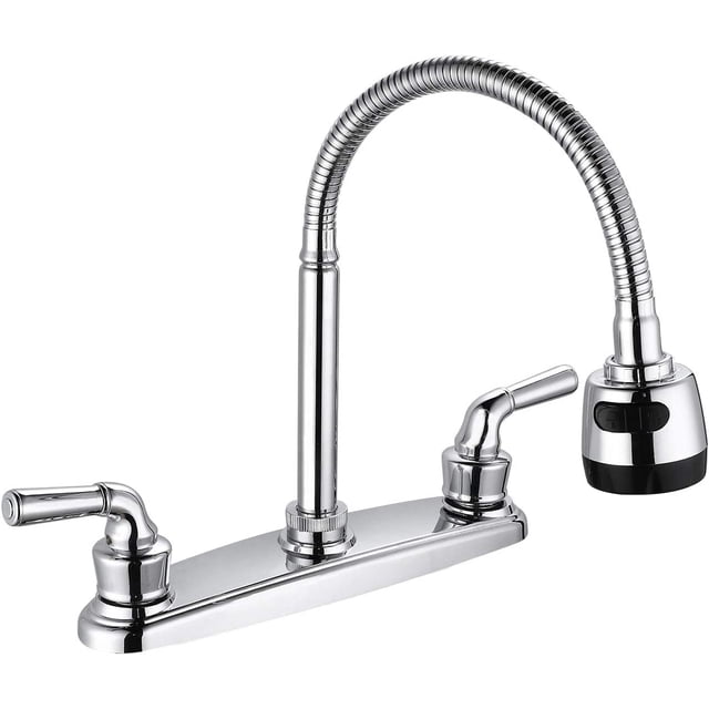 Mezcladora Fregadero Solvex SP-80067 8 Pulgadas Cromo Acero Inoxidable Cuello Flexible