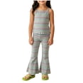 thumbnail image 3 of Agkizg Big Girls Clothing Set Striped 2 Piece Outfit Sleeveless Camisole Flare Pants Set, 3 of 5