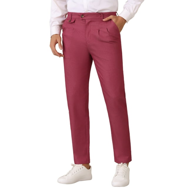 Pantalones de vestir INSPIRE CHIC para hombres, con pliegues en la parte delantera, pierna cónica, pantalones chinos de negocios 36 rojos